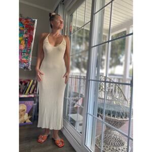 FREE PEOPLE Beach Dress Womens Ribbed Knit Halter Maxi M